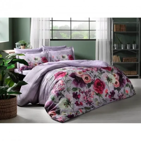 Lenjerie TAC King size 6 piese bumbac dublu satinat Digital Floreale