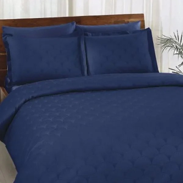 Lenjerie King Size Jacquard 6 piese TAC Cross Albastru