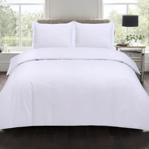 Lenjerie dublă Damasc finet Bedora Bleach White Stripes