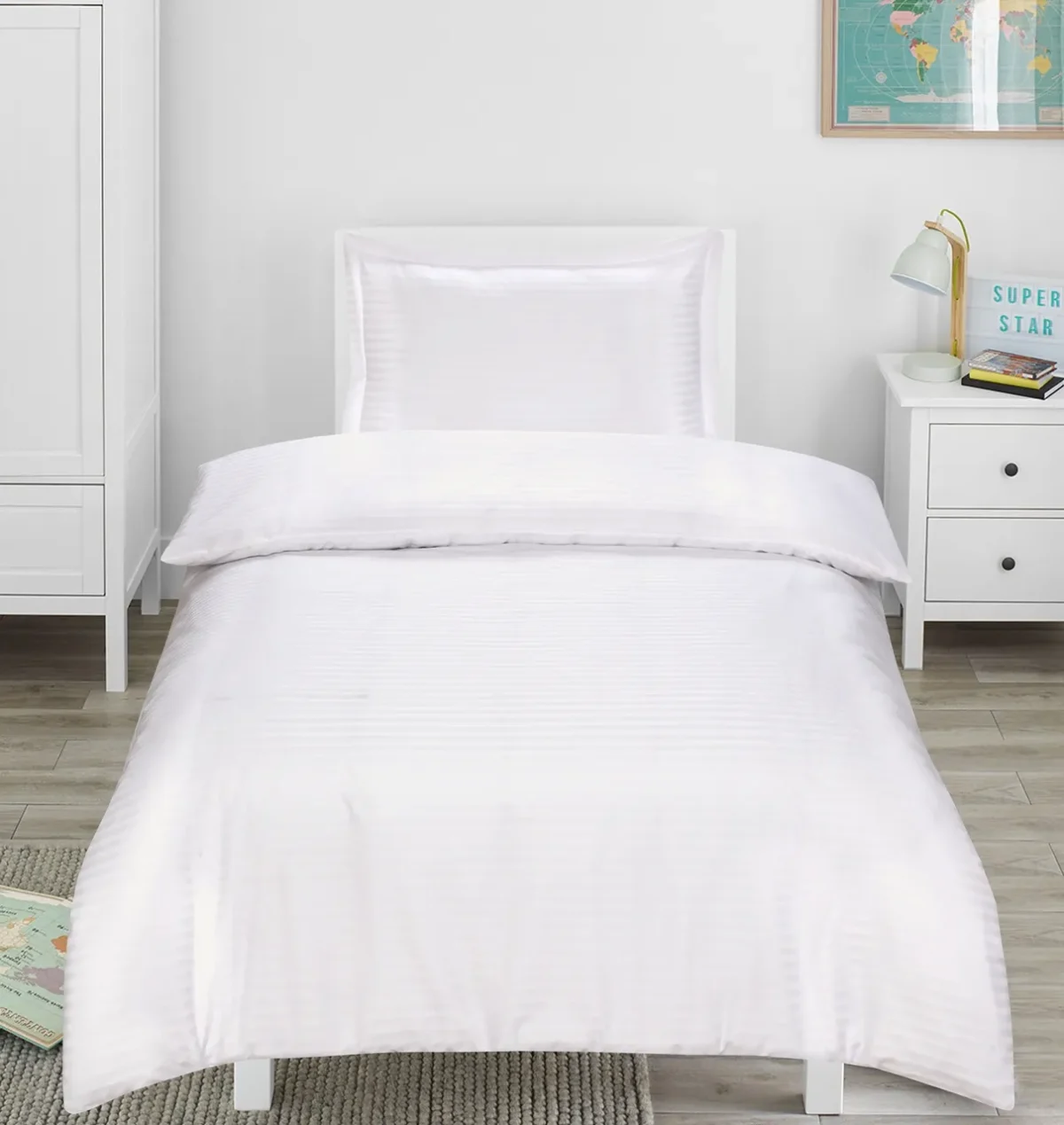 Lenjerie single Damasc finet Bedora Bleach White Stripes