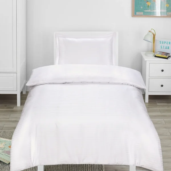 Lenjerie single Damasc finet Bedora Bleach White Stripes