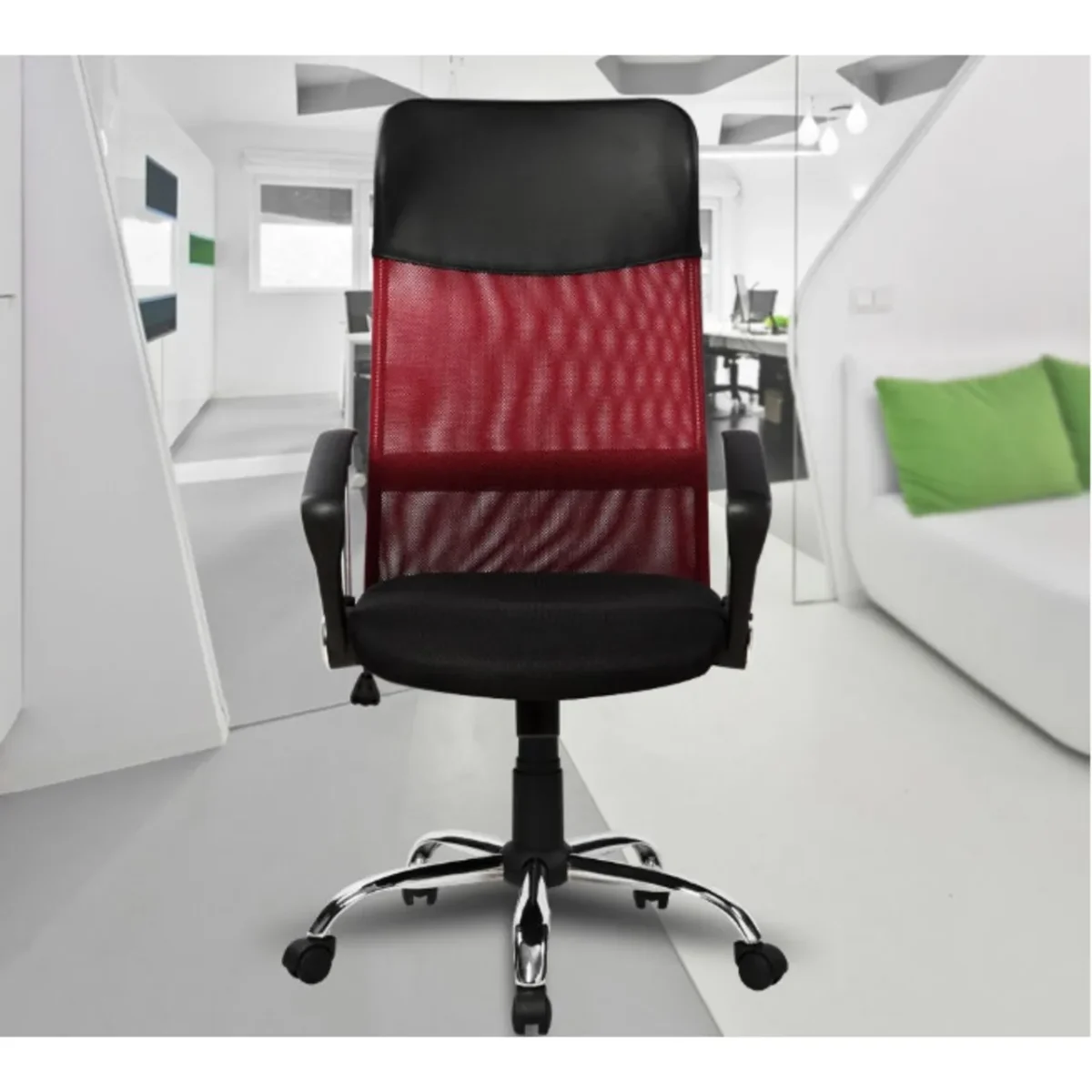 Scaun de birou ergonomic Bedora Lotte Mesh Negru/Rosu