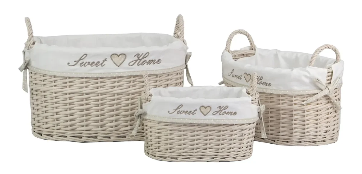 Set 3 cosuri ovale Sweet Home Bedora salcie/material textil natur