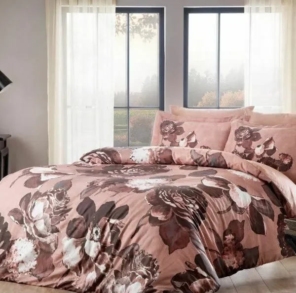 Lenjerie TAC King size 6 piese bumbac dublu satinat Digital Avila Gul