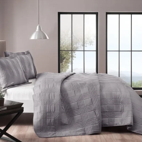 Cuvertură pat TAC DELUXE Serena Gri 250x260cm + 2 fete de perna