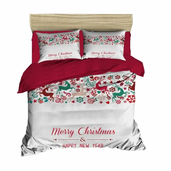 Lenjerie dubla Xmas-426 Pearl Home 3 piese policoton