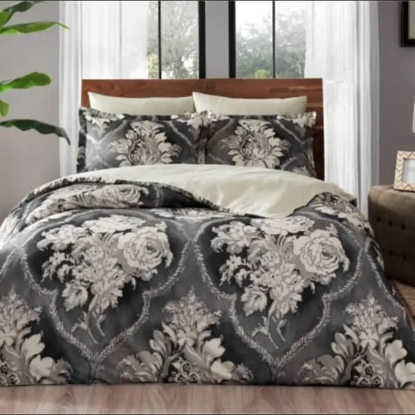 Lenjerie TAC King size 6 piese bumbac dublu satinat Digital Meroe Beige