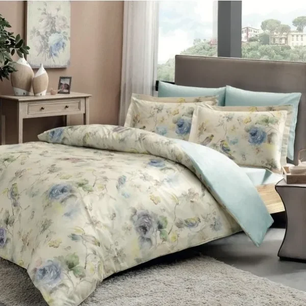 Lenjerie TAC King size 6 piese bumbac dublu satinat Digital Prelude Lila