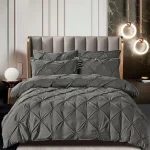 Lenjerie dublă cu pliuri finet Deluxe 6 piese Gri LDPF09