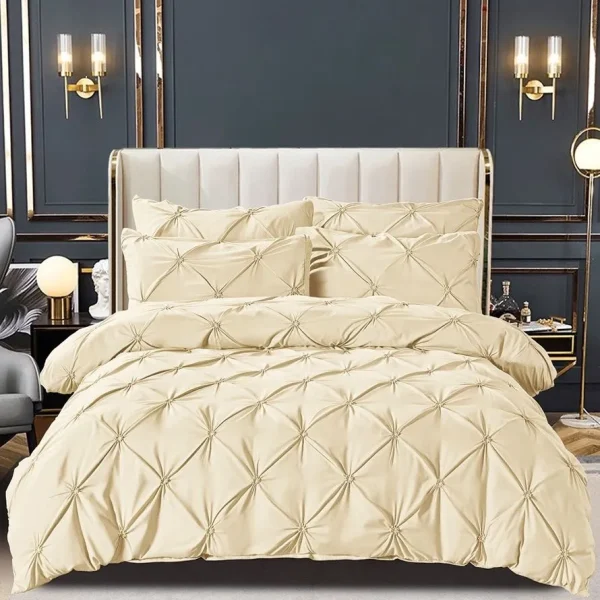 Lenjerie dublă cu pliuri finet Deluxe 6 piese Crem LDPF01