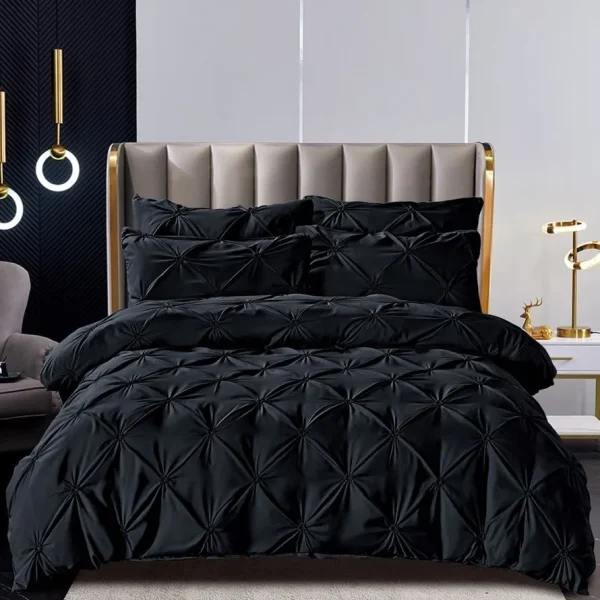 Lenjerie dublă cu pliuri finet Deluxe 6 piese Negru LDPF04