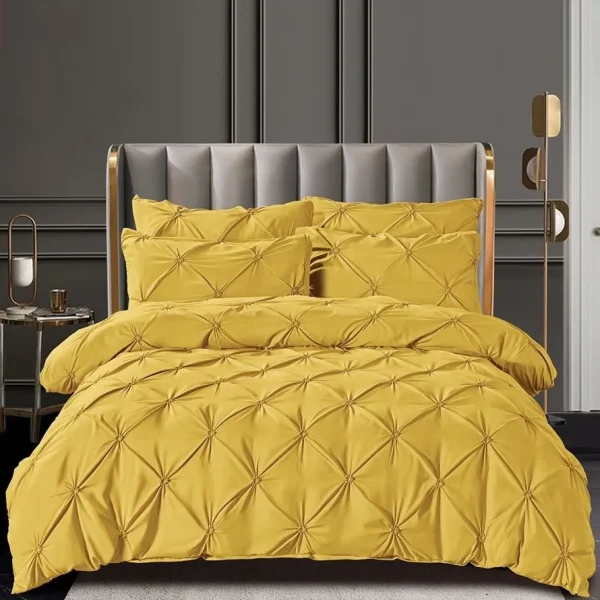 Lenjerie dublă cu pliuri finet Deluxe 6 piese Galben LDPF10