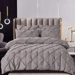 Lenjerie dublă cu pliuri finet Deluxe 6 piese Gri LDPF09