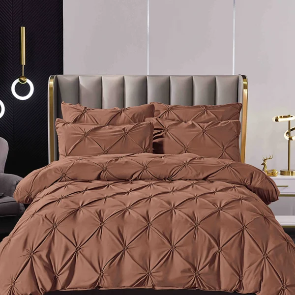 Lenjerie dublă cu pliuri finet Deluxe 6 piese Maro LDPF07