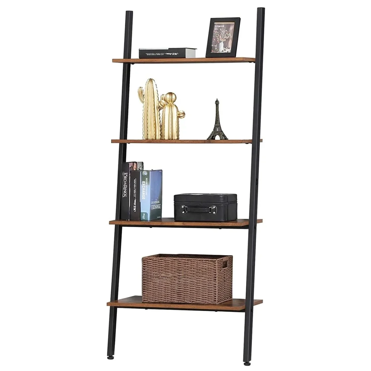 Biblioteca Ladder Vasagle 64x35x150cm fier/PAL maro