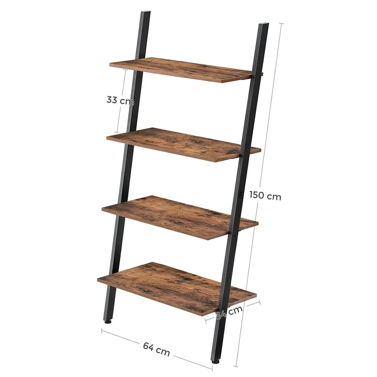 Biblioteca Ladder Vasagle 64x35x150cm fier/PAL maro