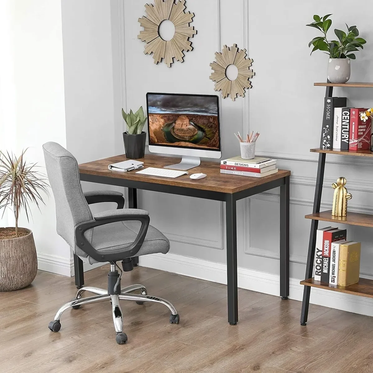 Birou Industrial Vasagle 120x60x76cm PAL/fier maro/negru