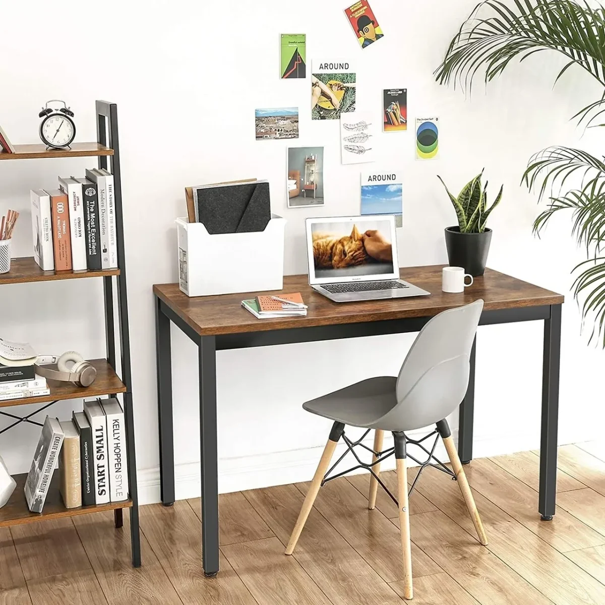 Birou Industrial Vasagle 120x60x76cm PAL/fier maro/negru
