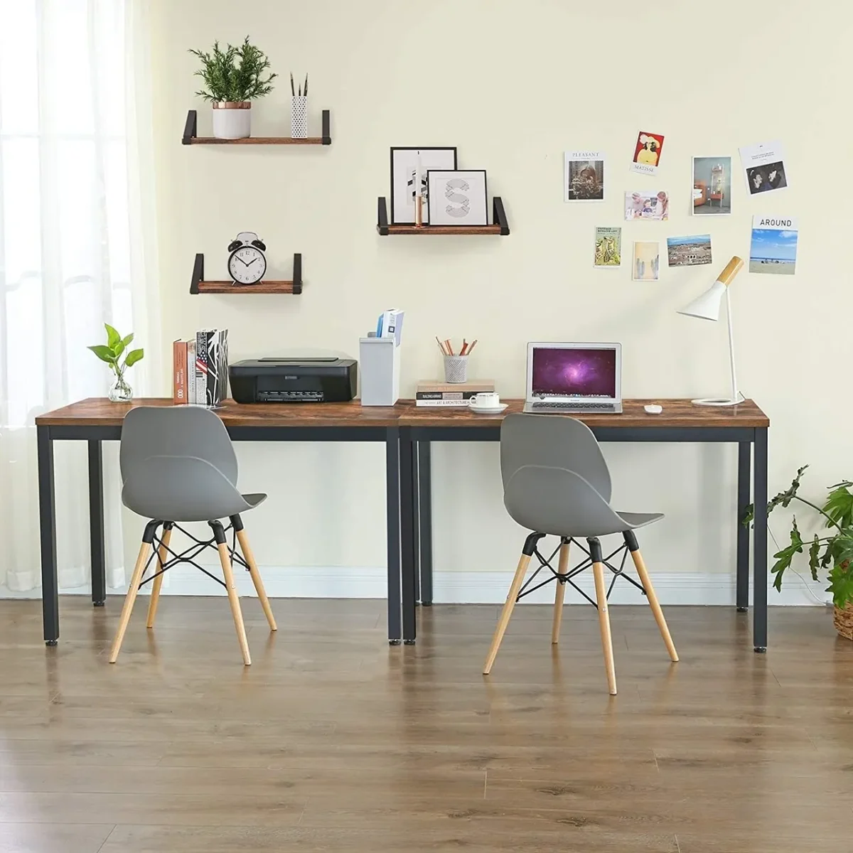 Birou Industrial Vasagle 120x60x76cm PAL/fier maro/negru