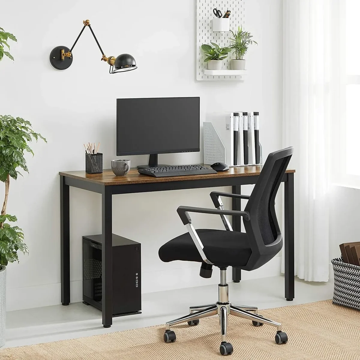 Birou Industrial Vasagle 120x60x76cm PAL/fier maro/negru