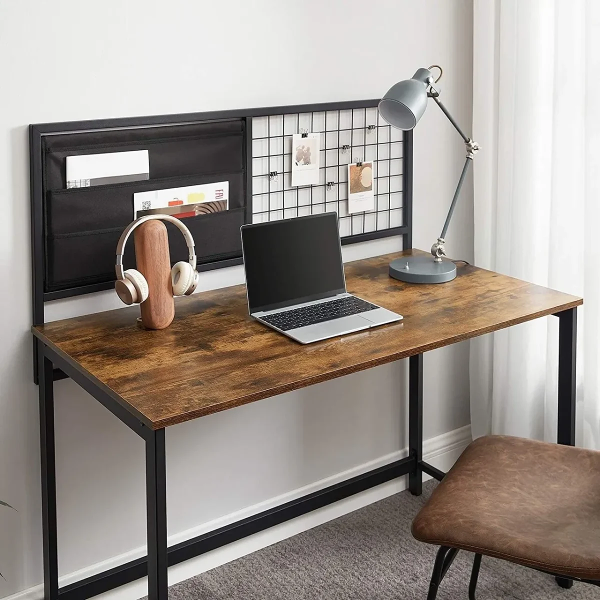 Birou Vasagle 119.5x120.5x60 cm PAL/otel maro antic