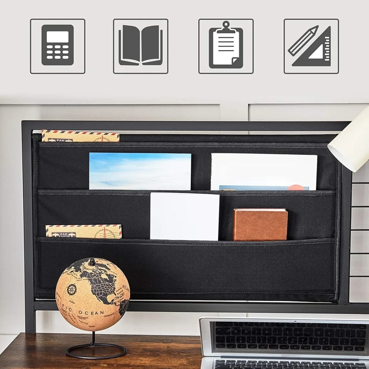 Birou Vasagle 119.5x120.5x60 cm PAL/otel maro antic