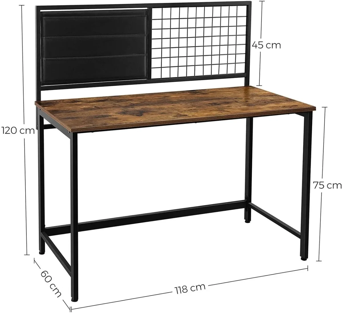 Birou Vasagle 119.5x120.5x60 cm PAL/otel maro antic