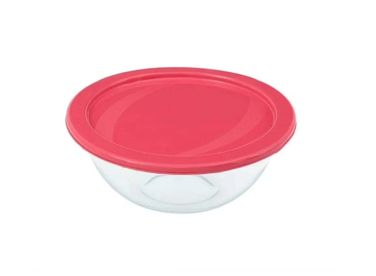 Caserola Marinex 0.5L sticla temperata capac roz