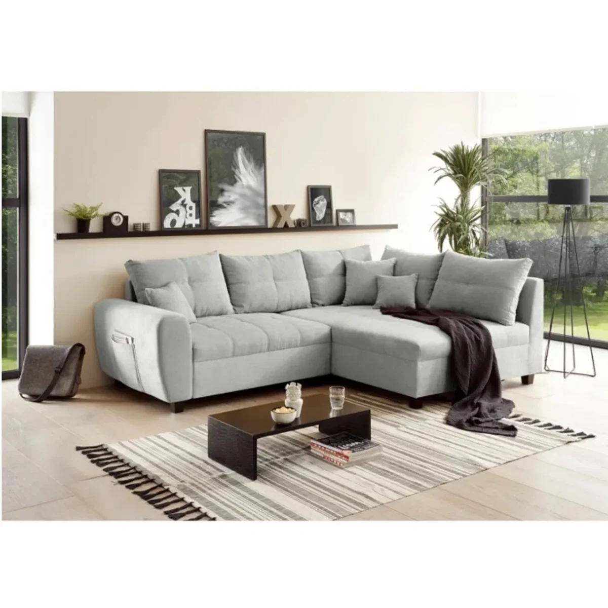 Coltar extensibil dreapta 248x87x176cm Lea Silver 3 locuri