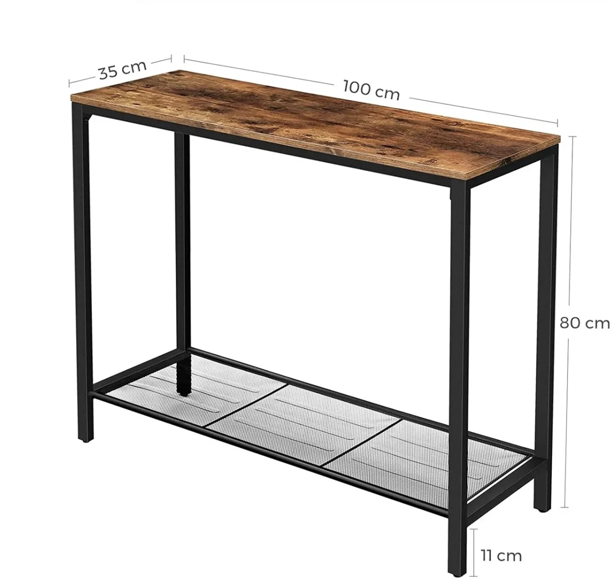 Consola cu 1 raft Vasagle 100x35x80cm otel/PAL maro rustic