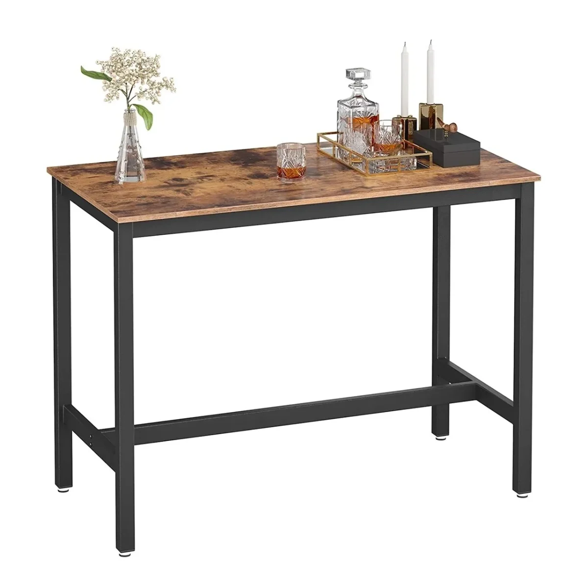 Masa de bar Vasagle 120x60x90cm fier/PAL maro rustic