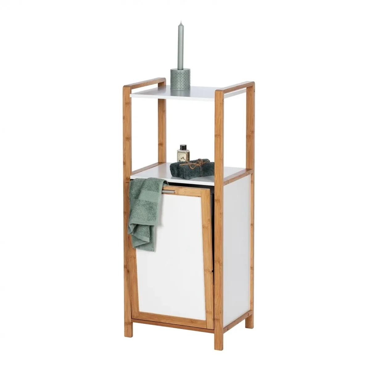 Organizator si cos rufe 2 in 1 Finja Wenko 40x95x30cm bambus alb/natur
