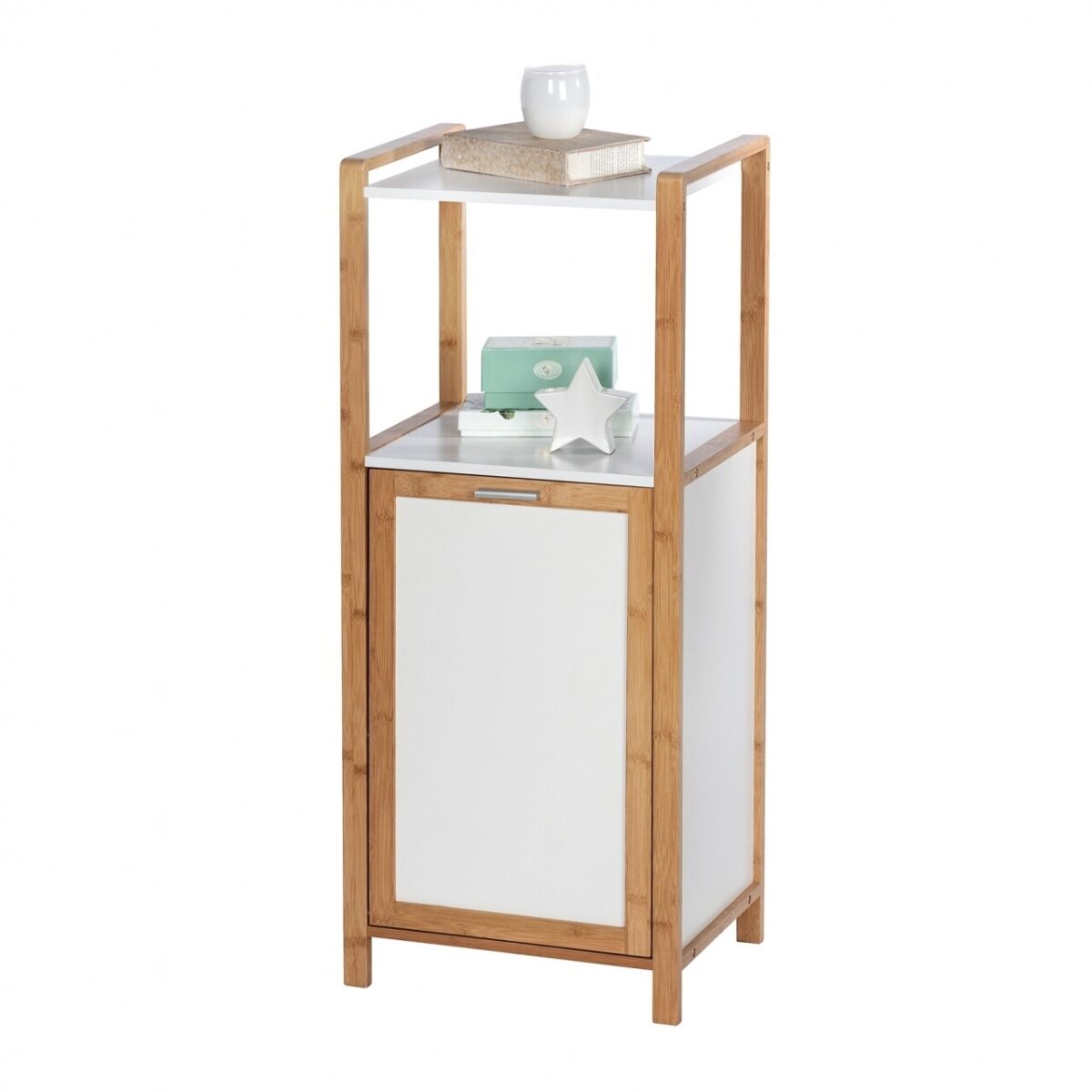 Organizator si cos rufe 2 in 1 Finja Wenko 40x95x30cm bambus alb/natur