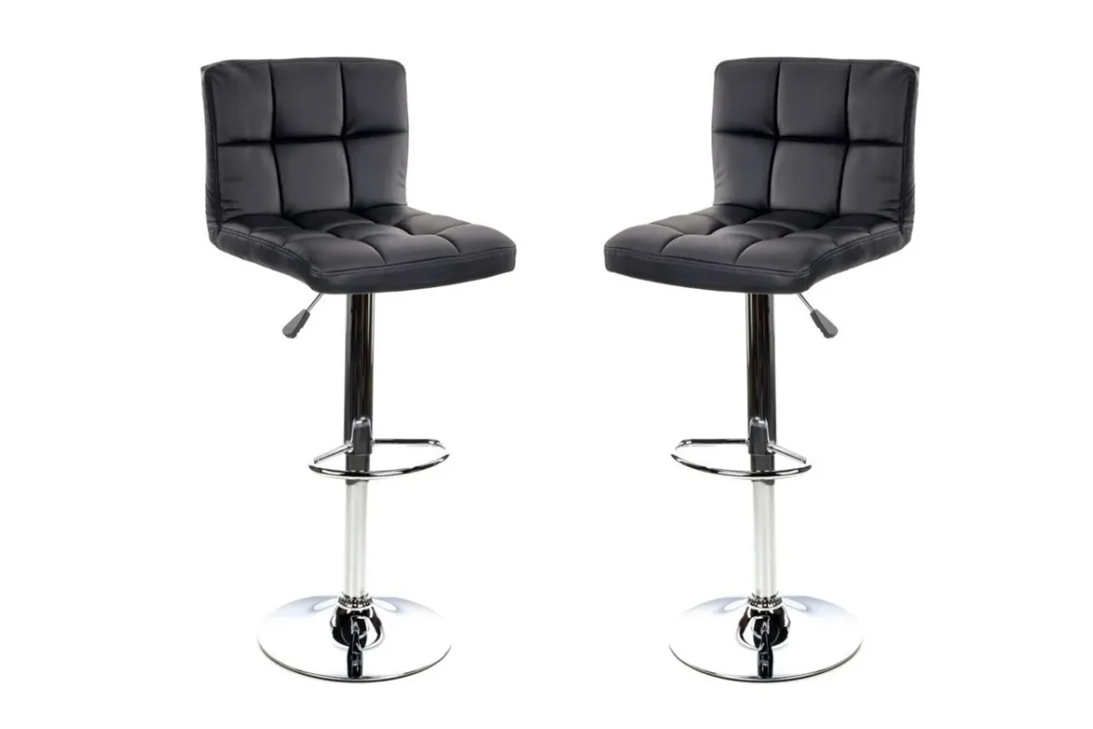 Set 2 scaune bar Bedora Square piele ecologica negru