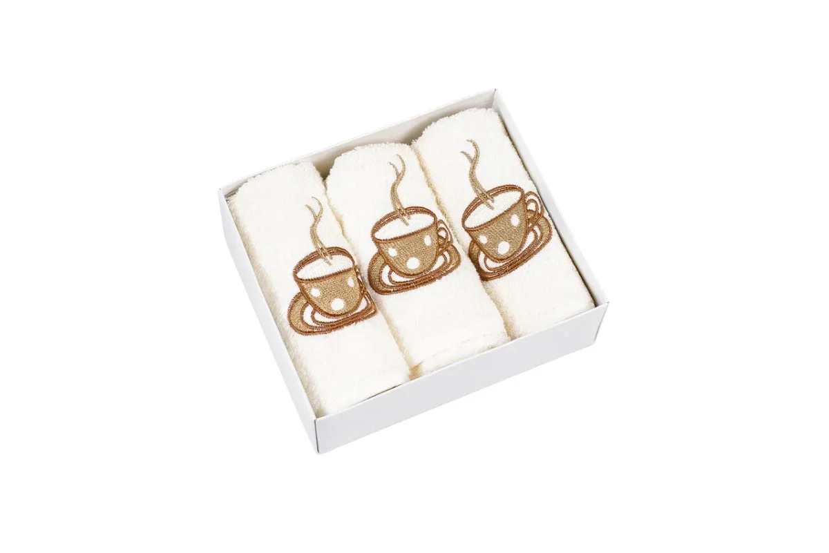 Set 3 prosoape de bucătărie Bedora Coffee Dots 30x50cm 100% bumbac