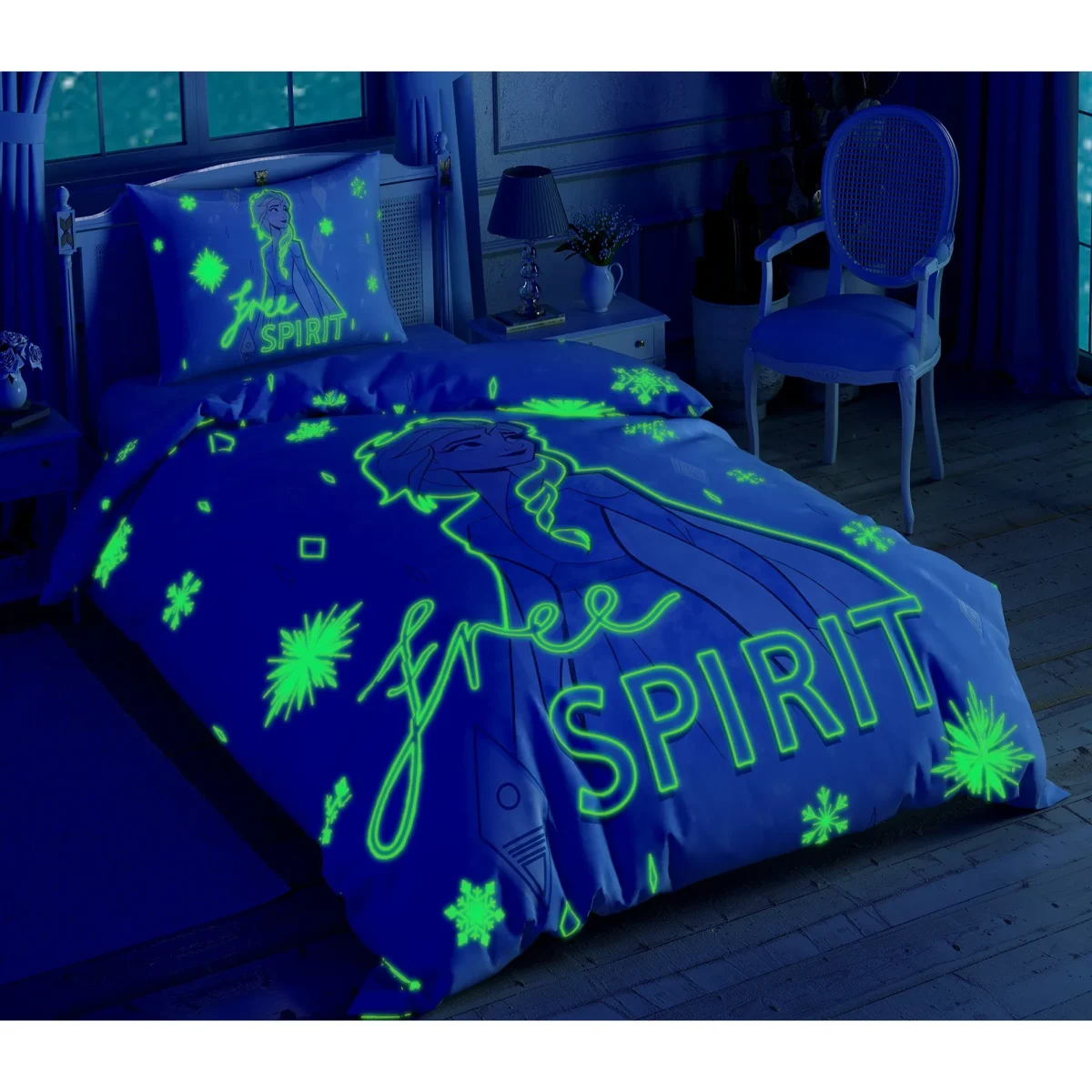 Lenjerie fosforescentă TAC Disney pentru copii 100% bumbac Frozen 2 Free Spirit