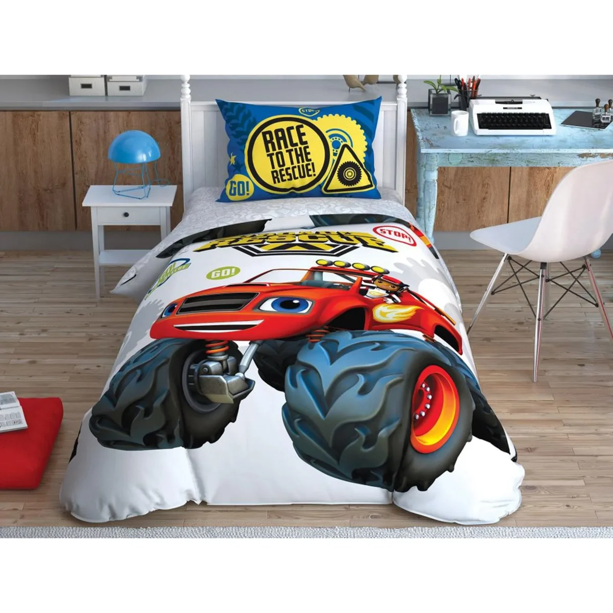 Lenjerie TAC Disney pentru copii 100% bumbac Blaze Road Rescue