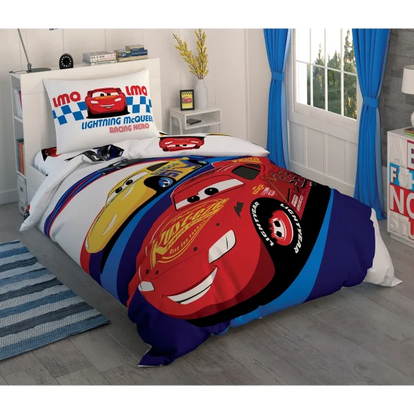 Lenjerie TAC Disney pentru copii 100% bumbac Cars Race