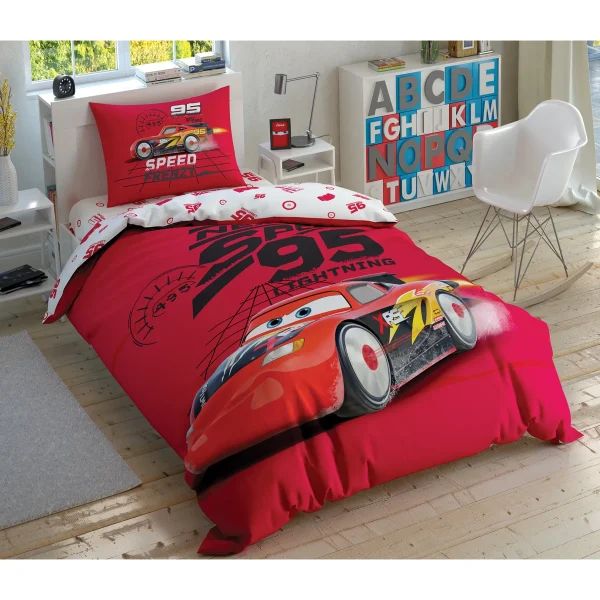 Lenjerie TAC Disney pentru copii 100% bumbac Cars Speed Frenzy
