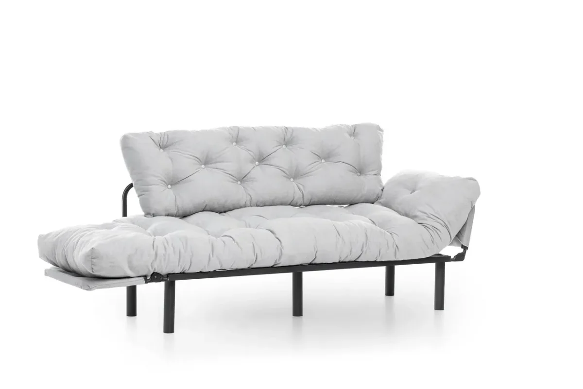 Canapea extensibila Nitta Triple, Futon, 3 locuri, 225x70 cm, metal, gri
