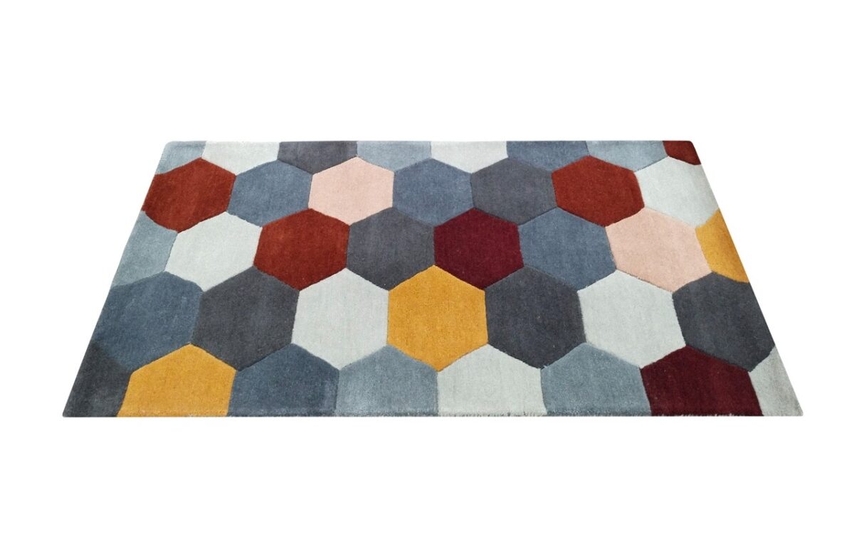 Covor Homeycomb Bedora 120x170cm 100% lana multicolor finisat manual