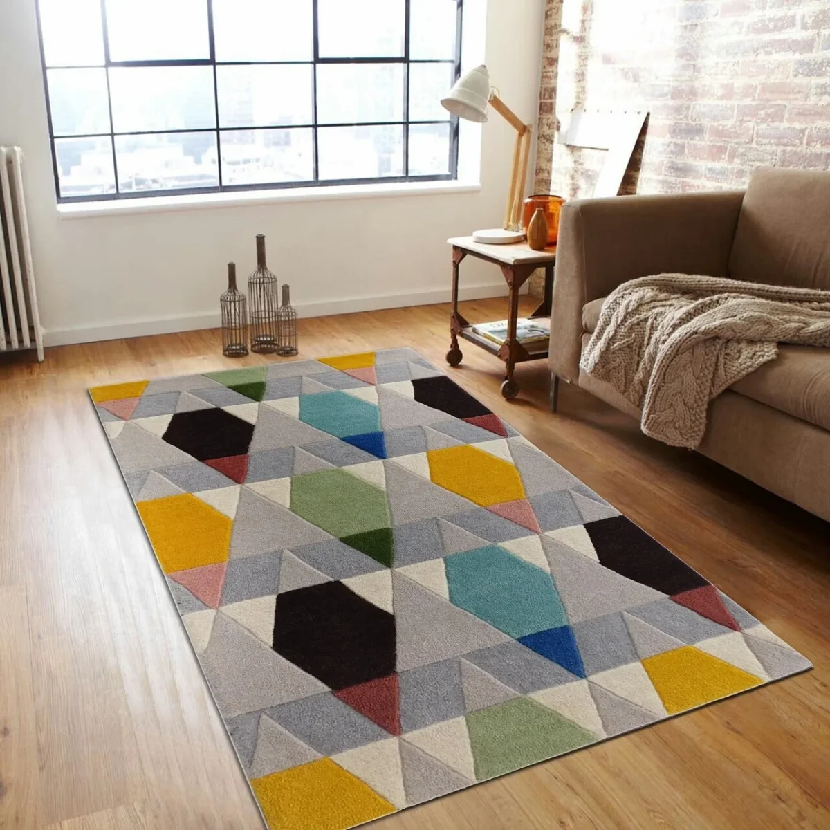 Covor Venice Bedora, 80x150 cm, 100% lana, multicolor, finisat manual