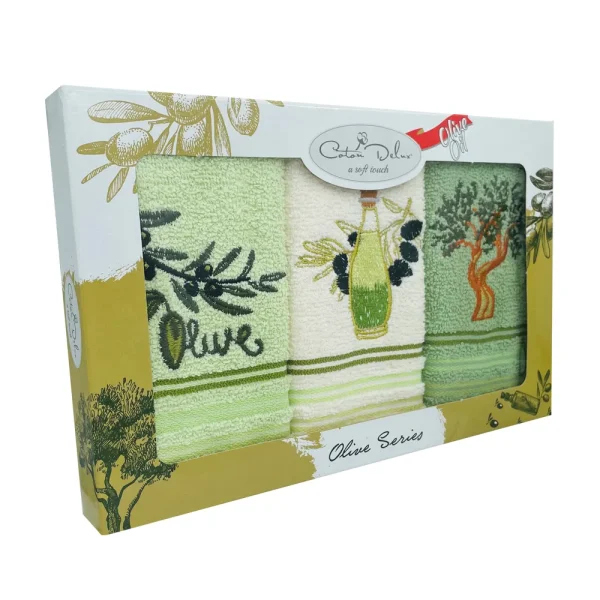 Set 3 prosoape bucatarie Olive 100% bumbac