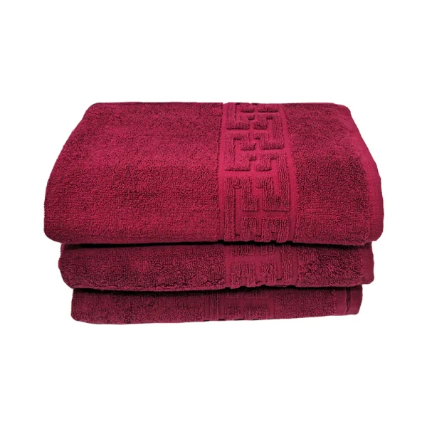 Set 3 Prosoape 70×130 cm Bumbac 500 gr/mp Greek Border Burgundy