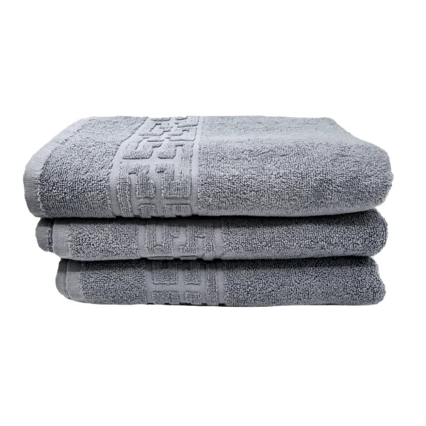 Set 3 Prosoape 70×130 cm Bumbac 500 gr/mp Greek Border Grey
