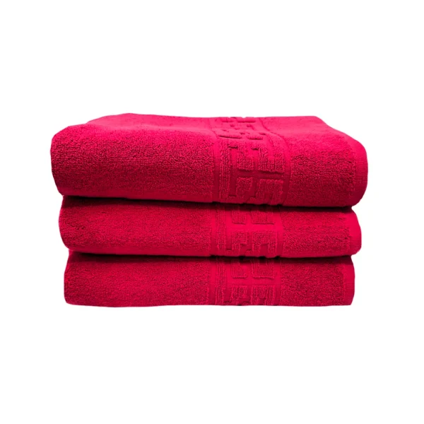 Set 3 Prosoape 70×130 cm Bumbac 500 gr/mp Greek Border Red