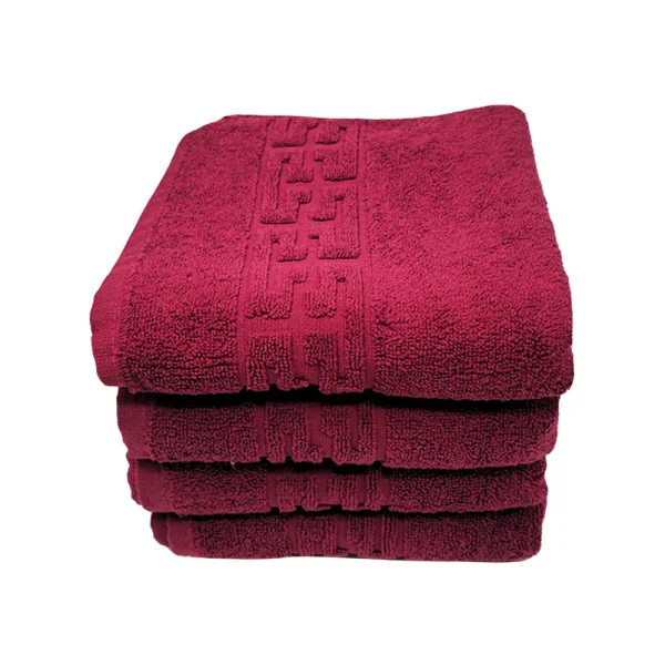 Set 4 Prosoape 50x90 cm Bumbac 500 gr/mp Greek Border Burgundy