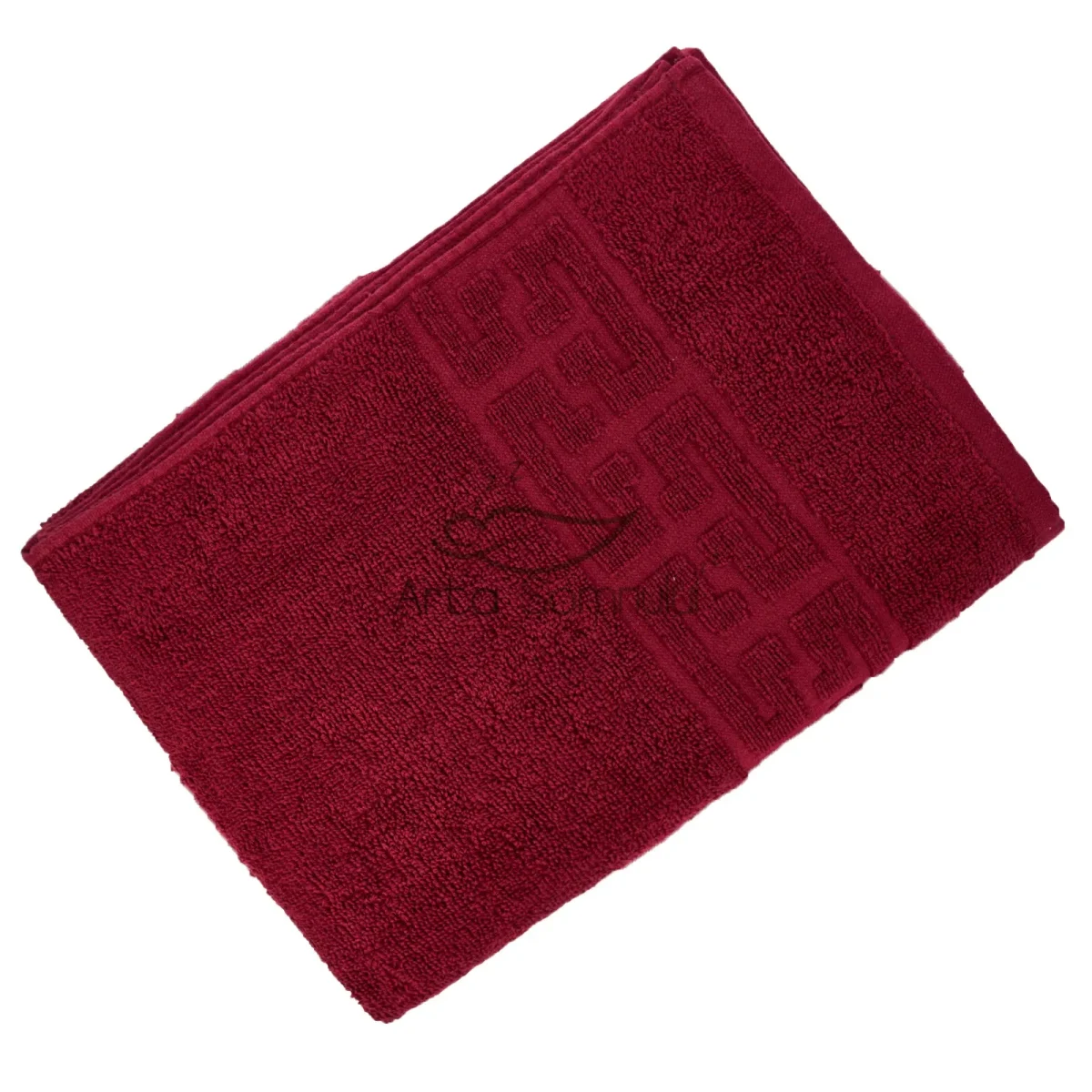 Prosop Bumbac Greek Border Burgundy 50×90cm