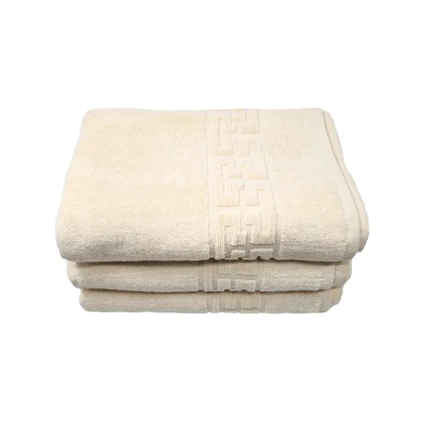 Set 3 Prosoape 70×130 cm Bumbac 500 gr/mp Greek Border Ivory