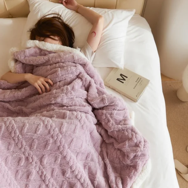 Patura Cocolino cu blanita 200x230 cm Tricotaj JPCT-Lila